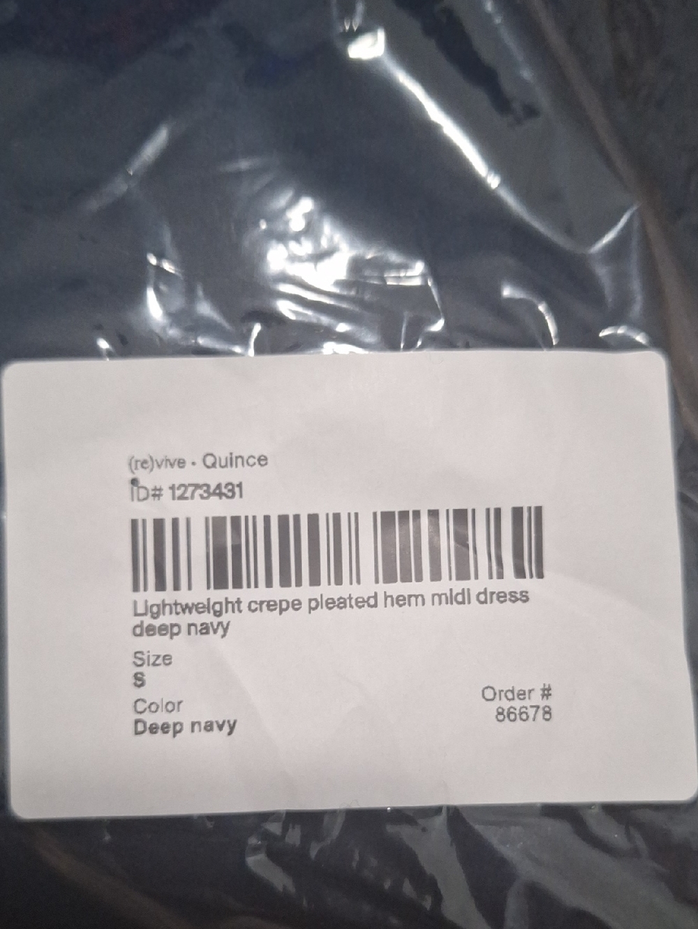 Quince Lightweight Crepe Pleated Hem Midi Dress Navy S NWT - Picture 3 of 3